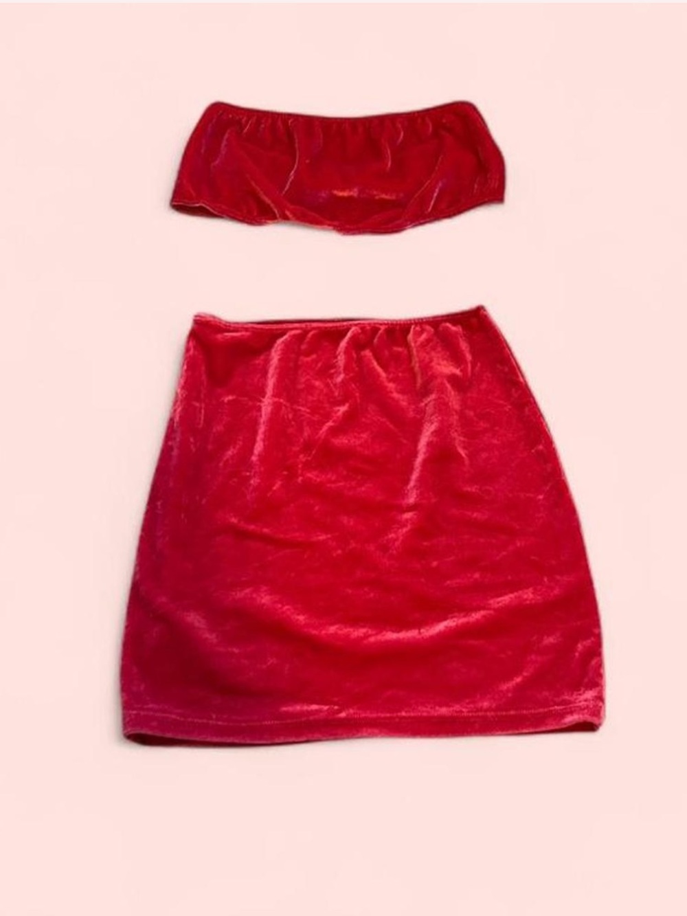 Red Velvet Mini Top/Skirt Set
